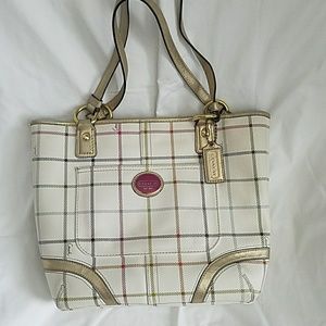 Coach bag, summer plaid