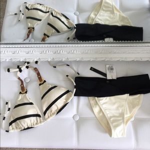 NWT Vix Bikini XS Black stripes
