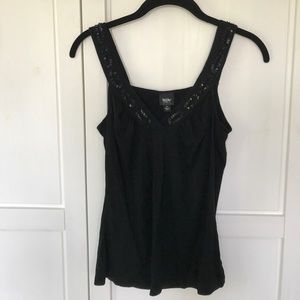 Black-knit tank with sequin detail