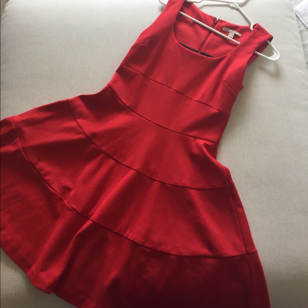Red banana republic fit and flare dress