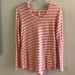 Pink & White Stripe Light Hoodie