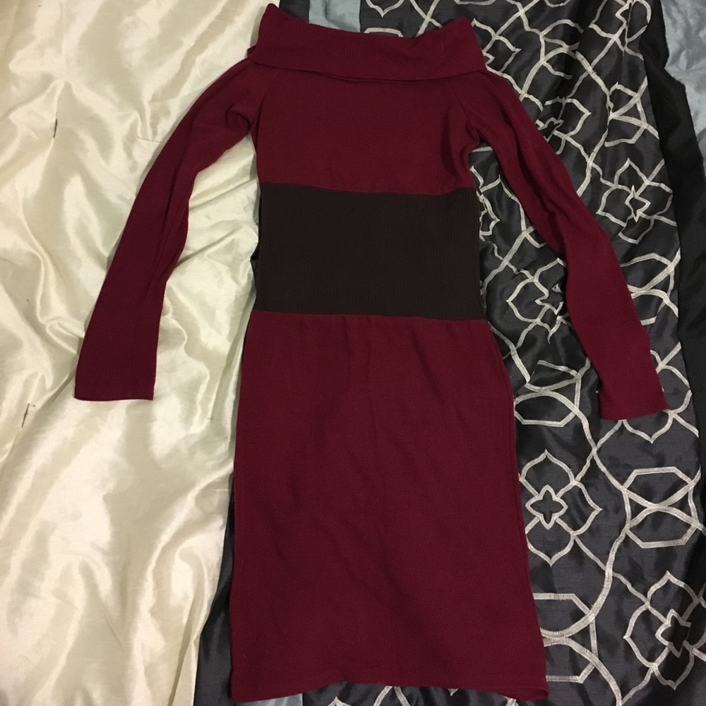 NWOT Maroon and Brown Sweater Dress