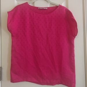 Loft hot pink polka dot blouse