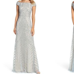 Elegant beaded Off Shoulder Adrianna Papell Gown