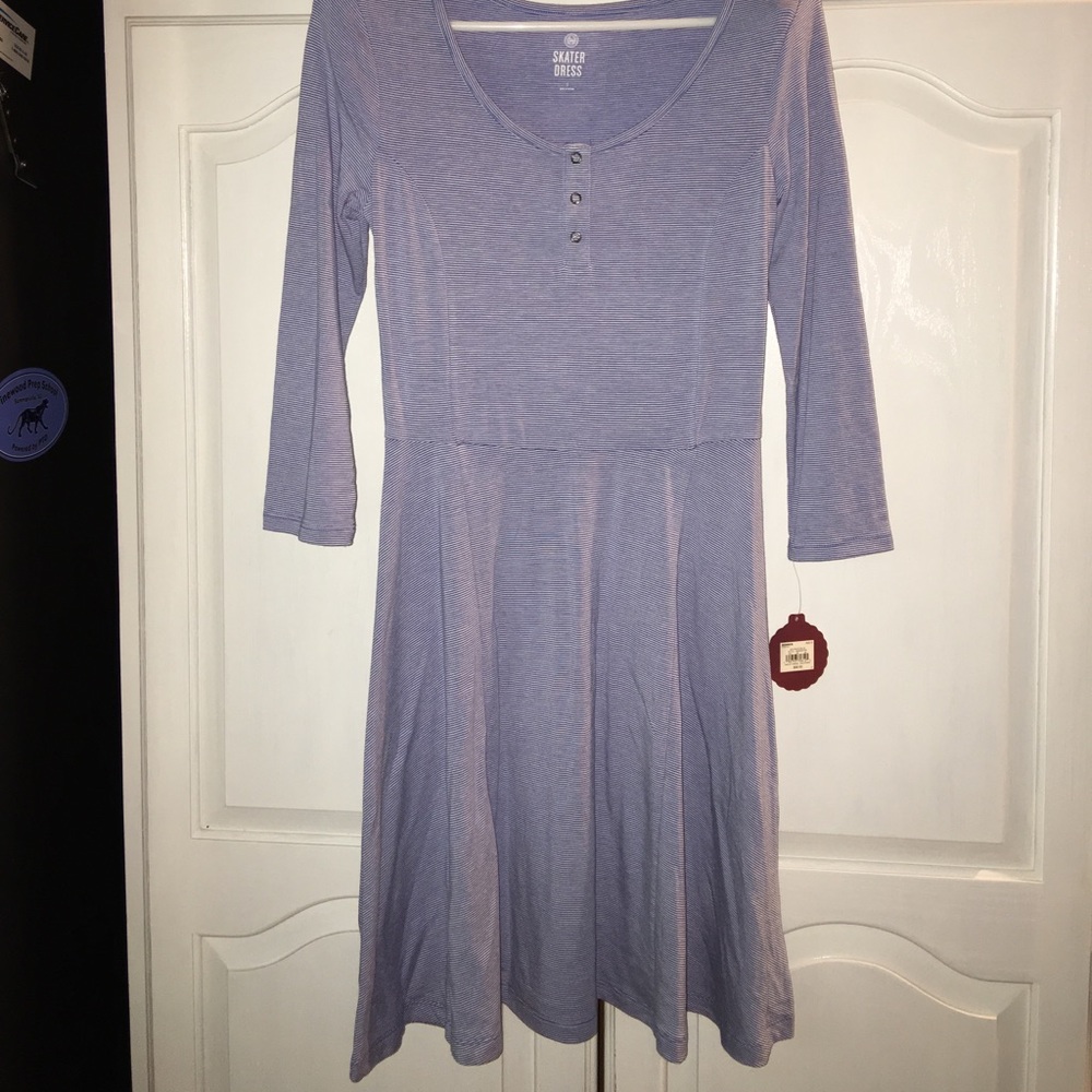 Skater dress blue and white stripes NWT