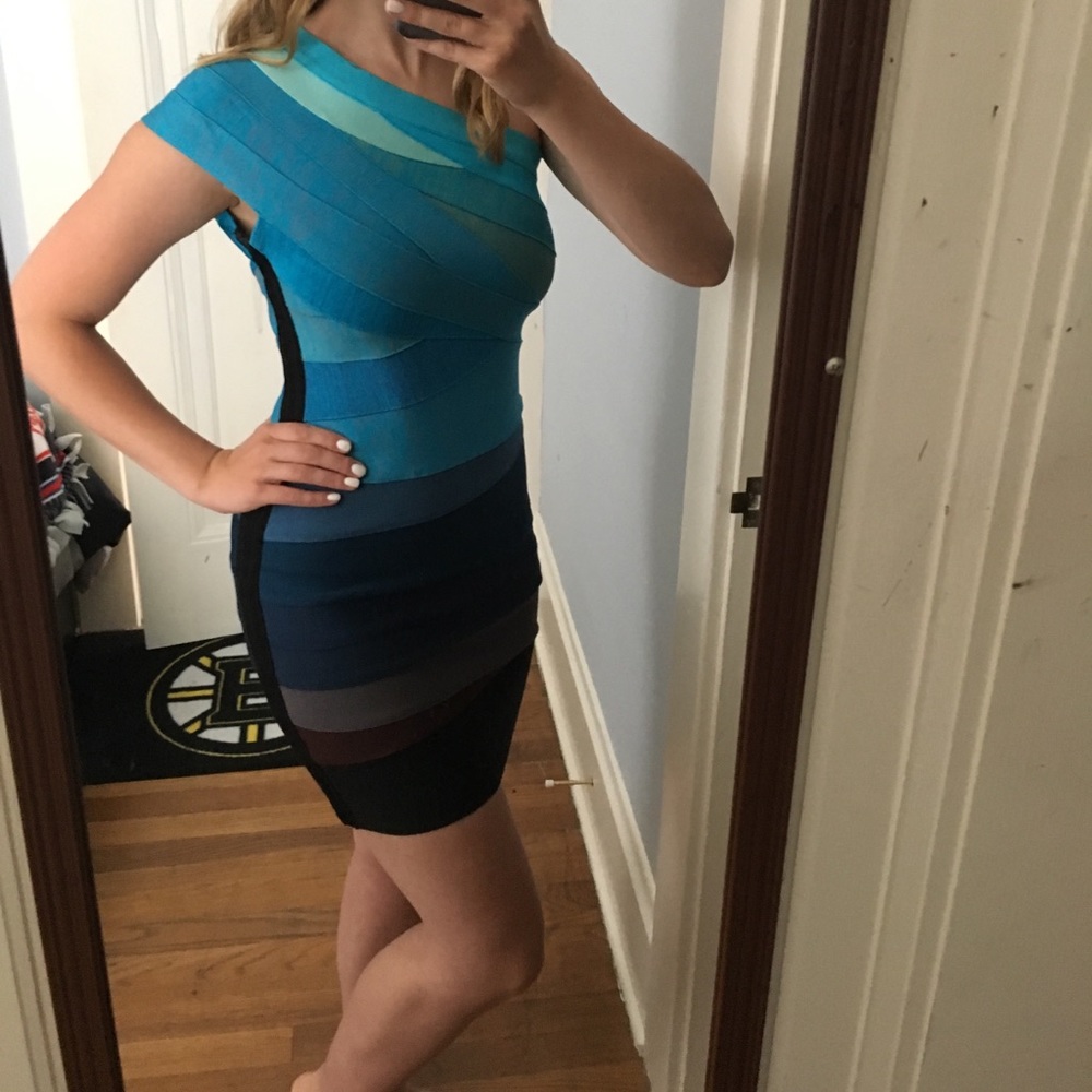 Blue Hombre One Shoulder Dress