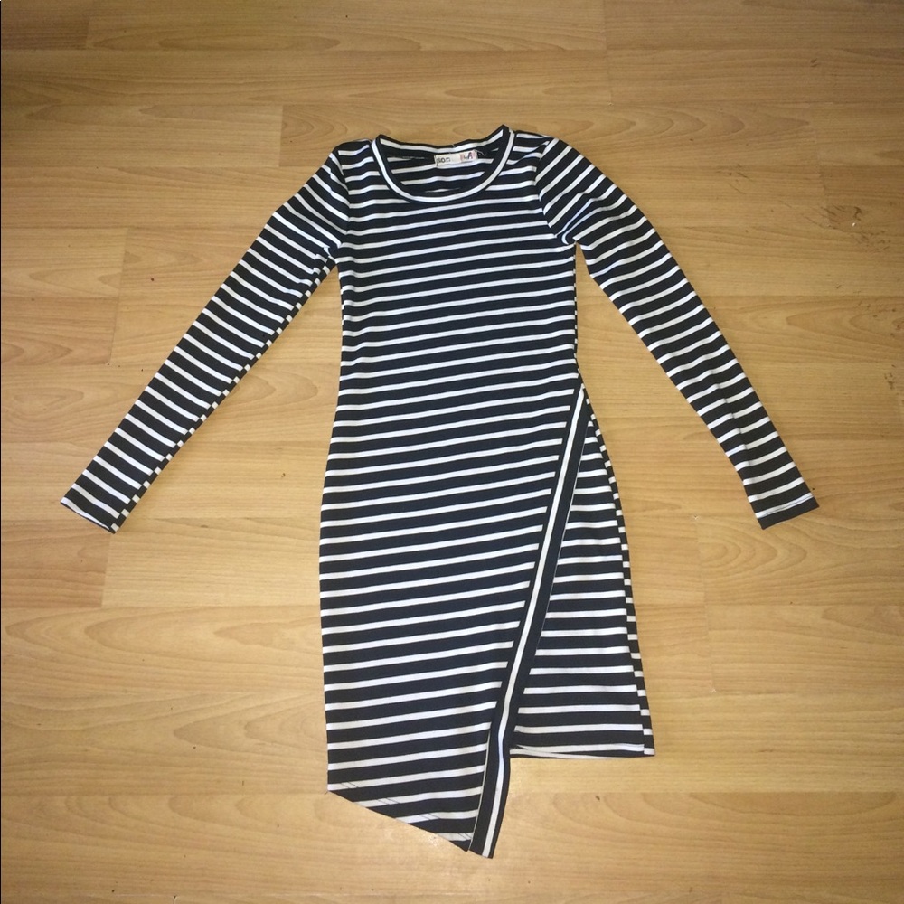 Black + White Asymmetrical Dress