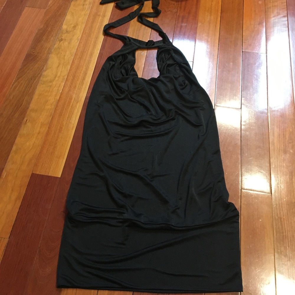 Slinky black halter top/mini dress! Hot!