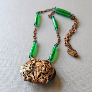 Vintage Art Nouveau French Lady Czech Necklace