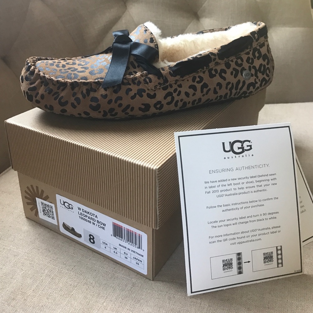 Ugg Dakota Leopard Slippers with Bow