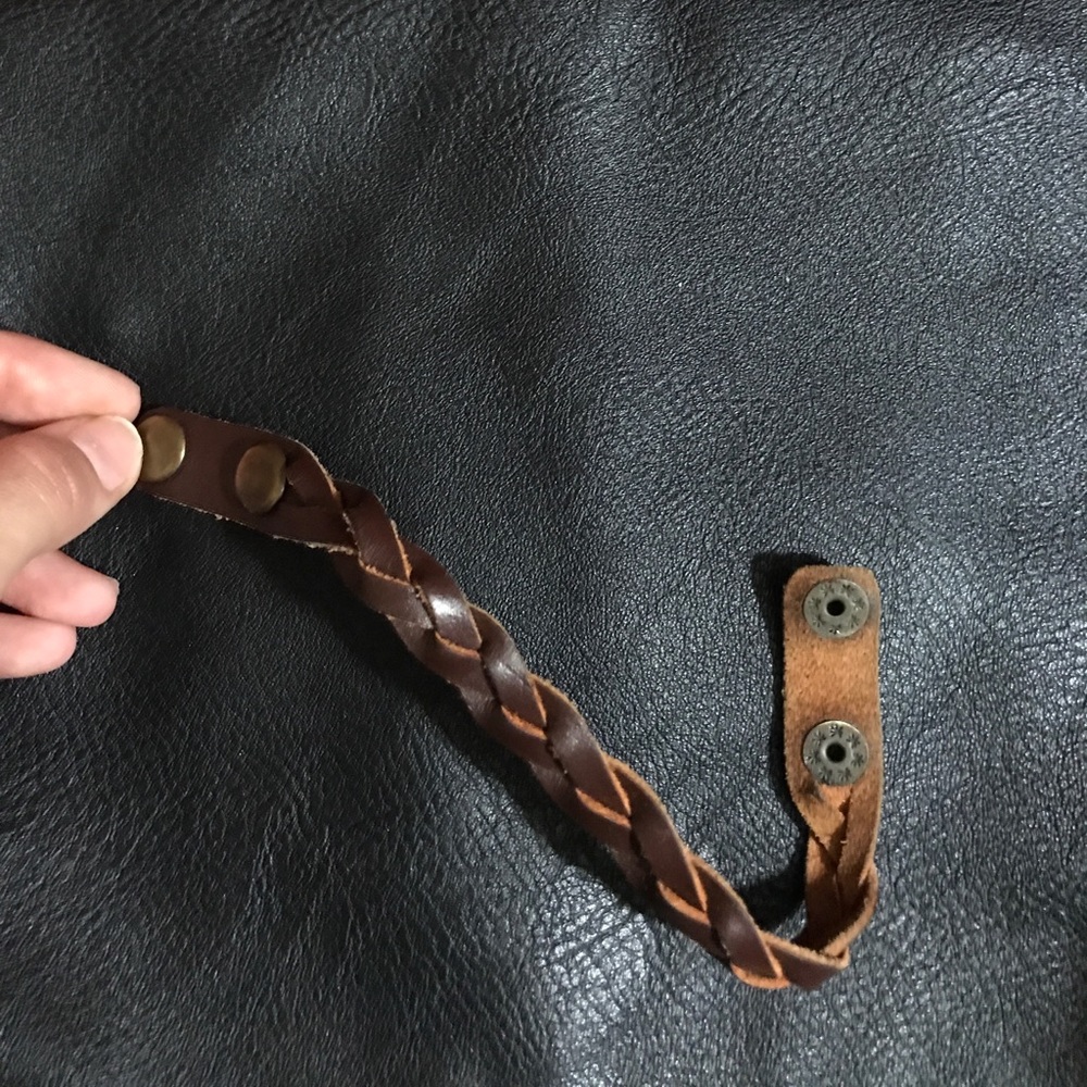 Brown leather braided bracelet