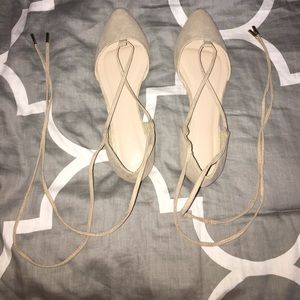 NWOT Charlotte Russe Nude Lace Up Flats