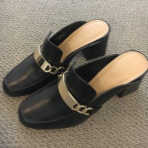 WORN ONCE black heeled mules