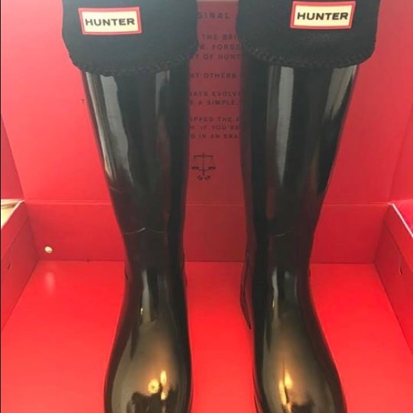 Black Hunter Women Glossy Black Hunter Boots.