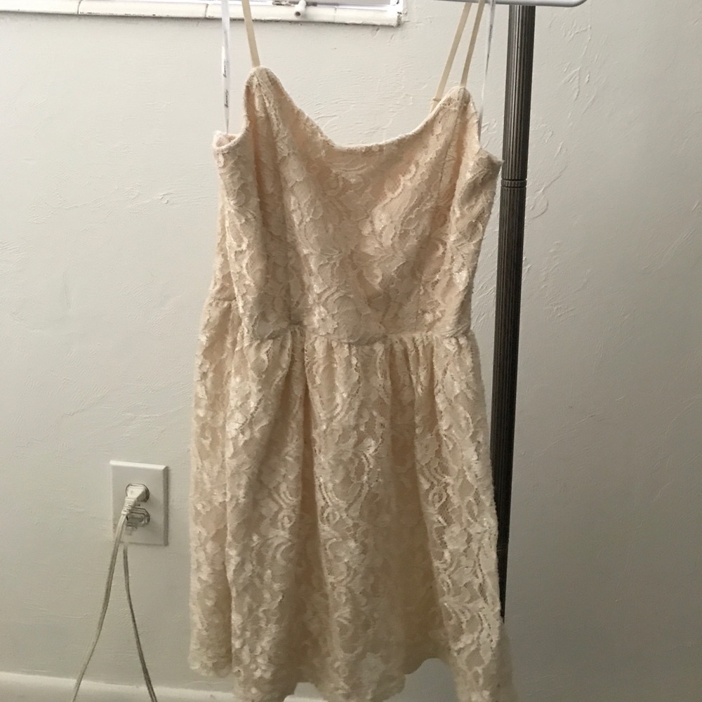 Cream lace mini dress