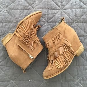 fringe booties with hidden heels