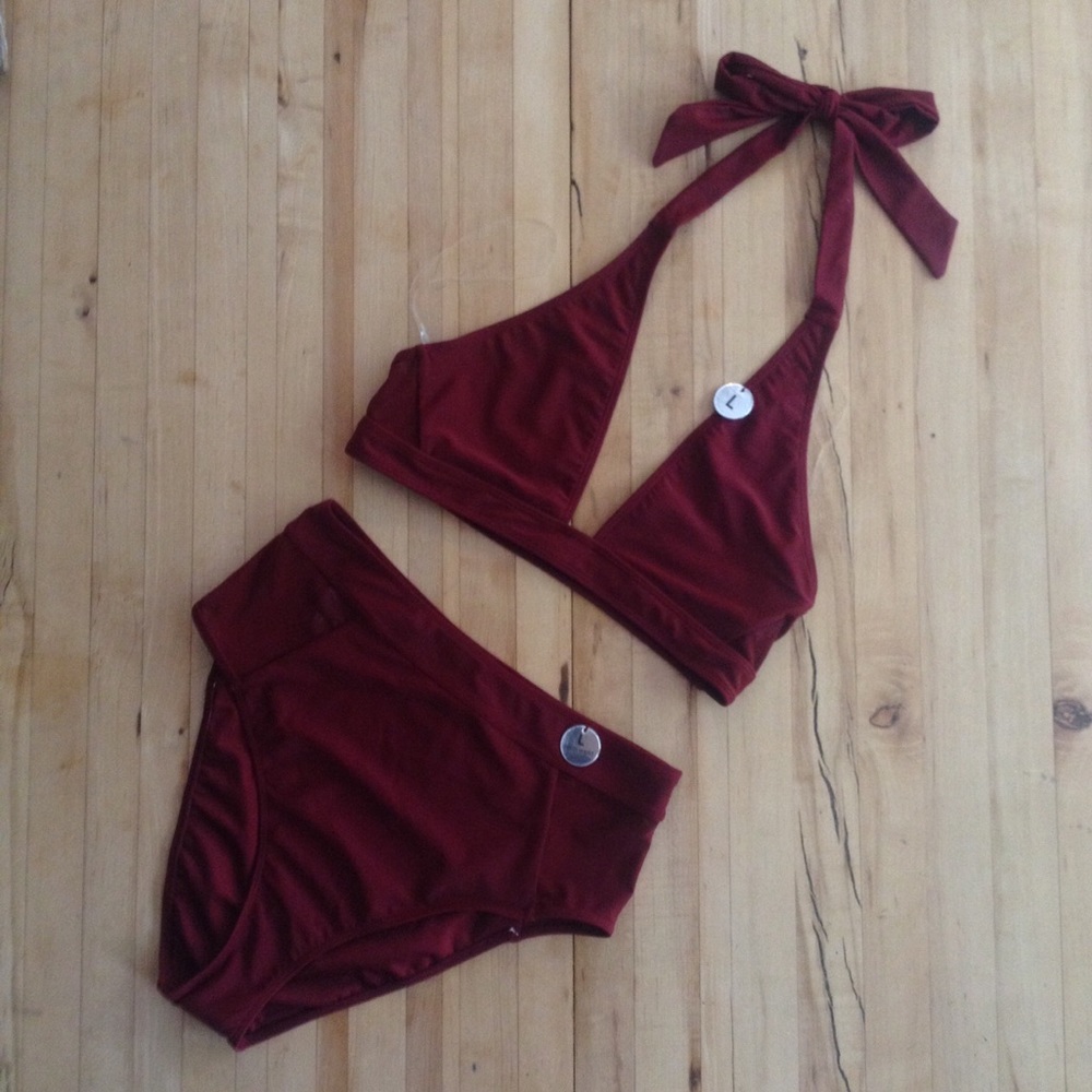 Forever 21 Crimson High Waist Halter Bikini