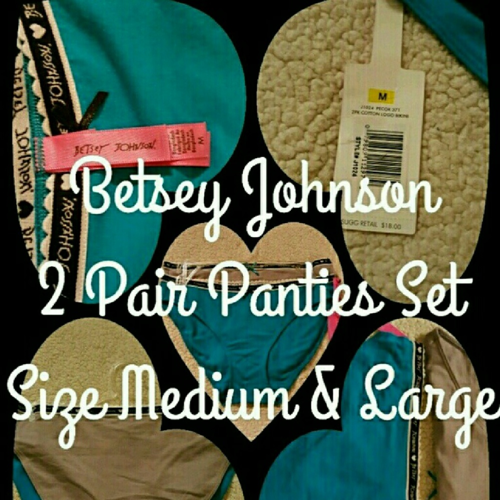 Betsey Johnson 2 Pair Panties Set Size M & L