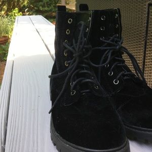 Velvet combat boots