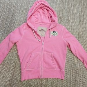 Neon pink crop Hollister hoodie