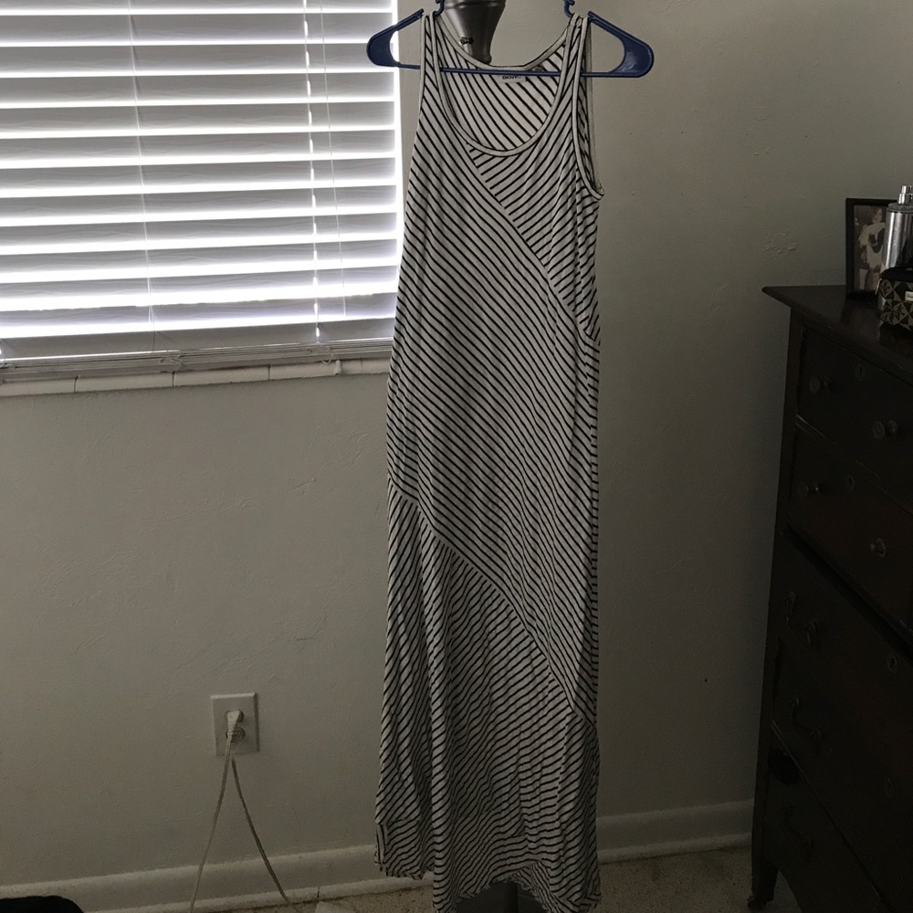 Black and white striped maxi dress