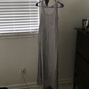 Black and white striped maxi dress