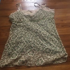 Cream and green tank top