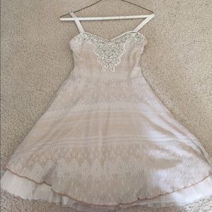 cream dress with beading