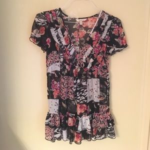 Speechless sheer patchwork tunic