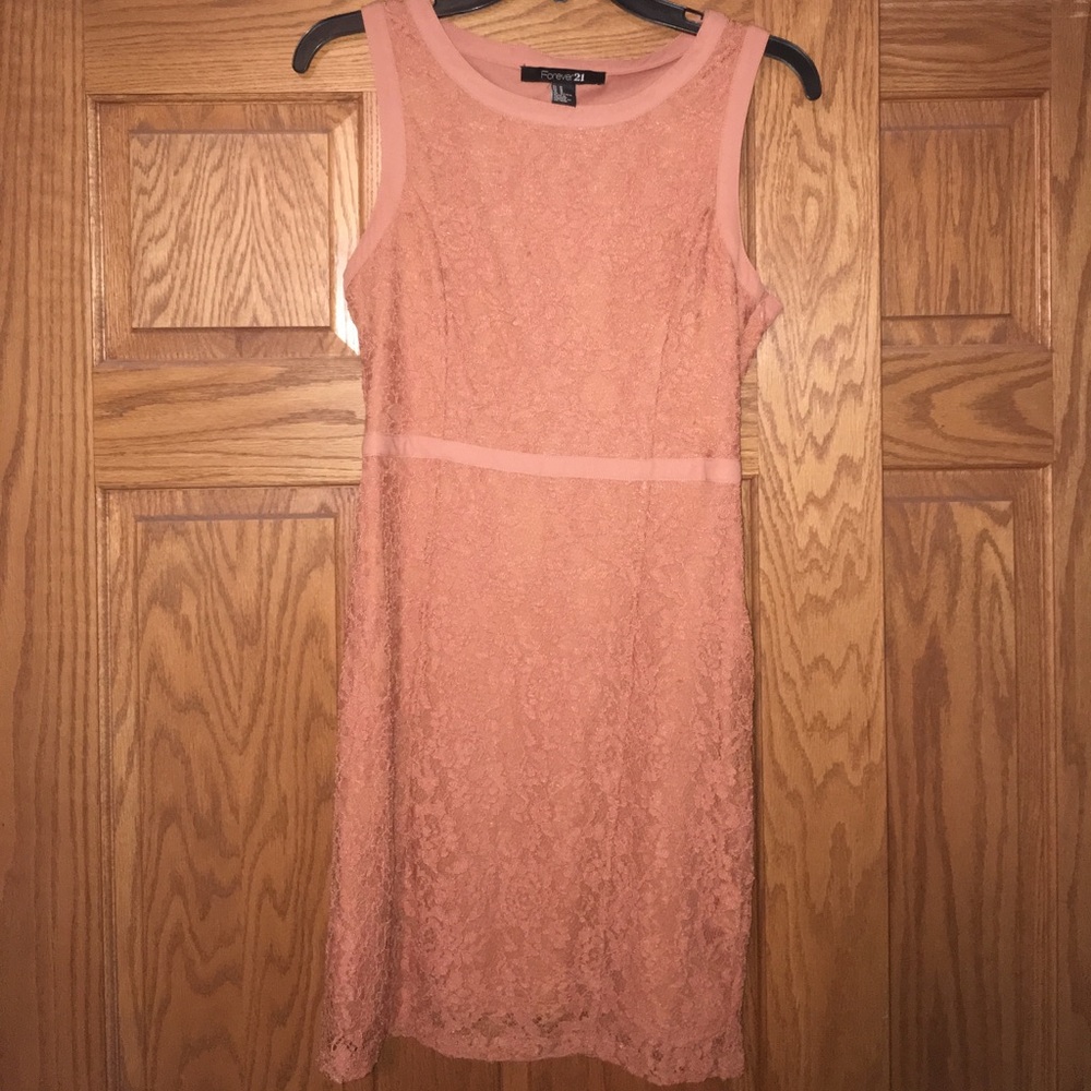 Peach body con dress lace