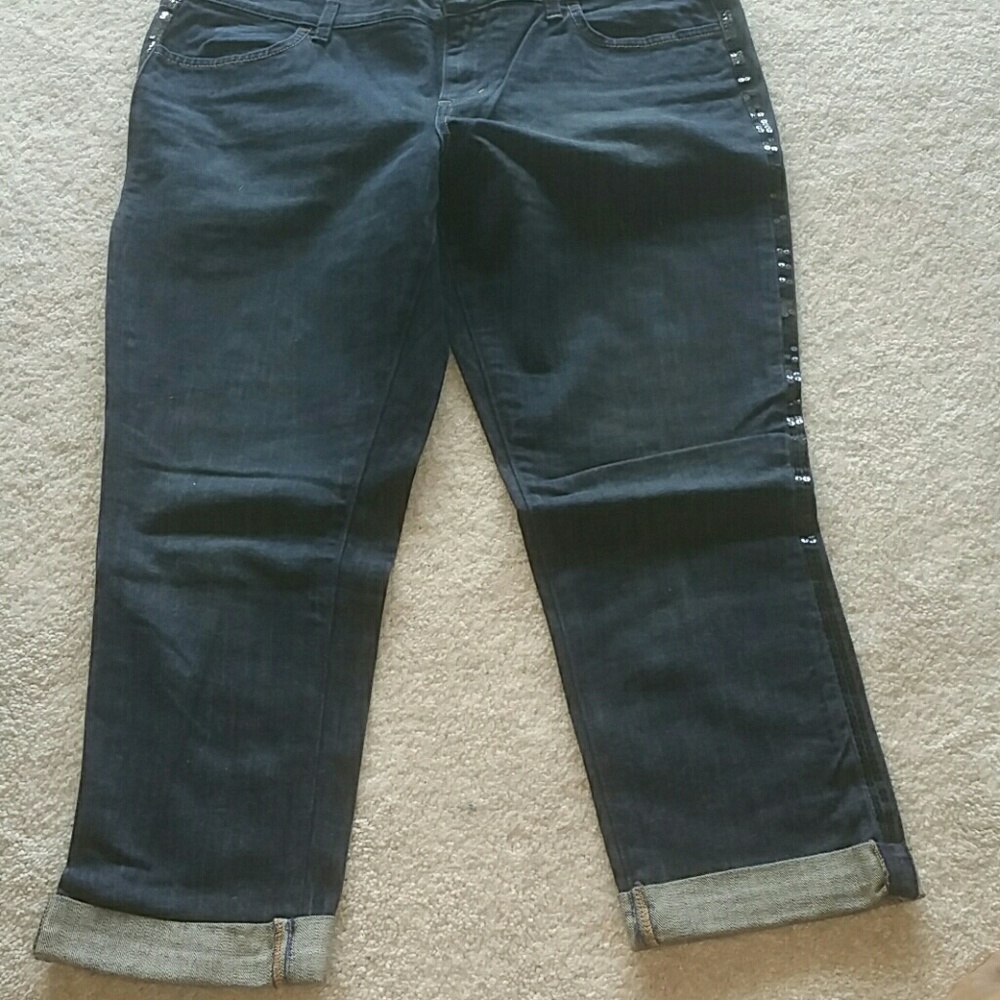 Denim Sequin Capri