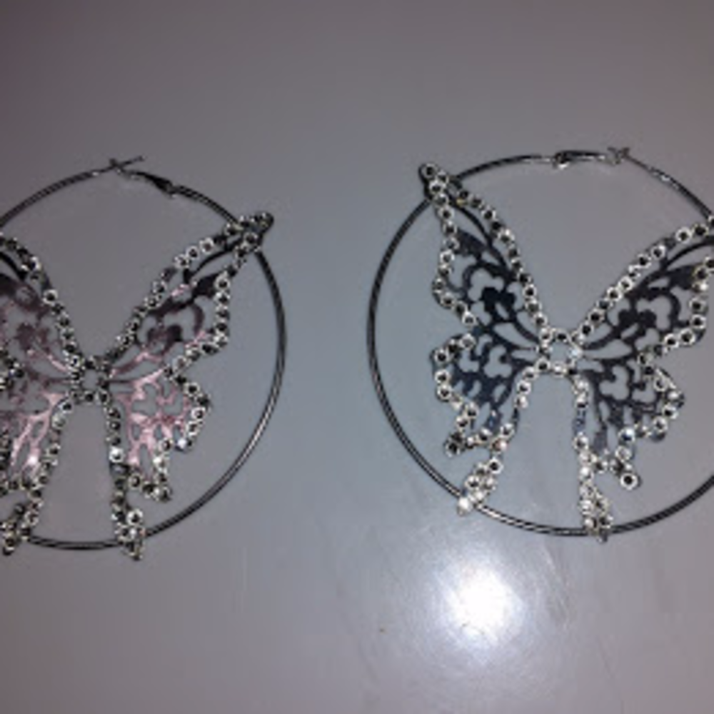 Large Hoop Butterfly Earrings
