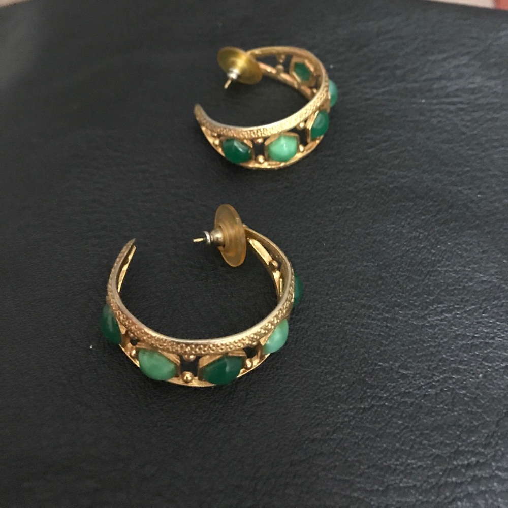 Gold and green earrings