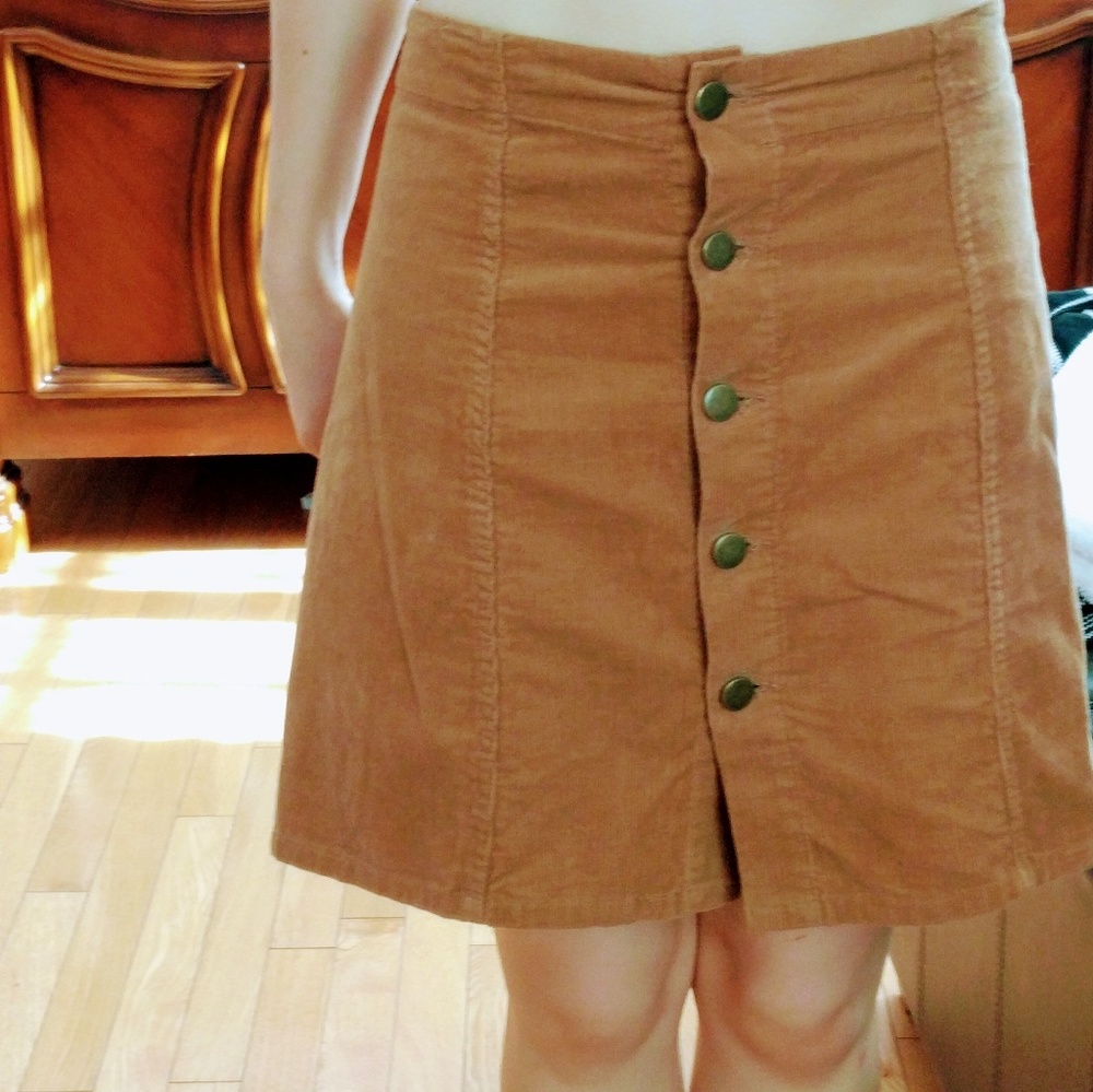 Corduroy button down skirt