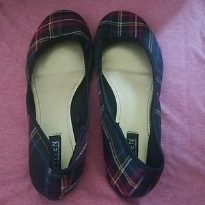 Plaid print flats