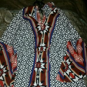 Adorable Aztec design tunic with tie in back