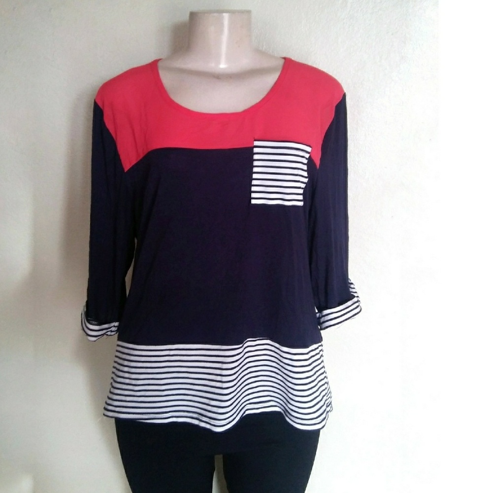 Plus Size Colorblock Top