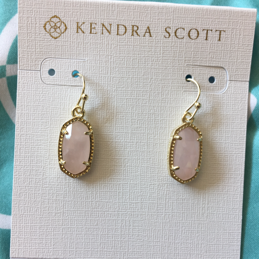 Kendra Scott Lee Earrings, Gold & Rose Quartz