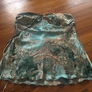 Blue and brown tube top