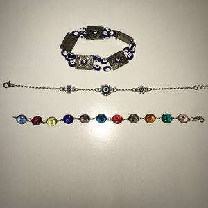 Bundle of three evil eye bracelets