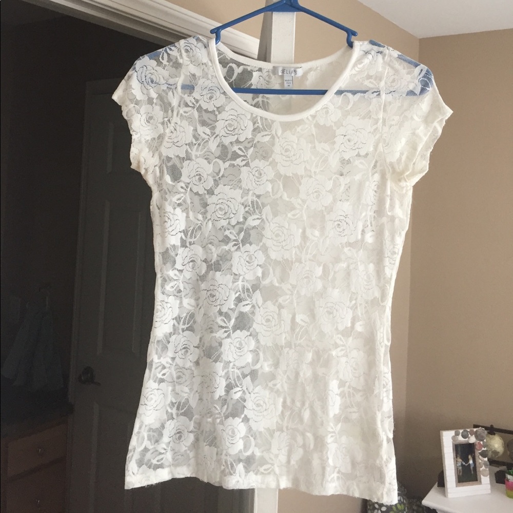 White, lace top.