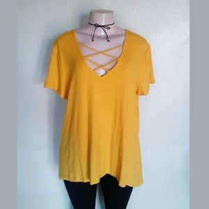 Plus Size Caged Front Top New