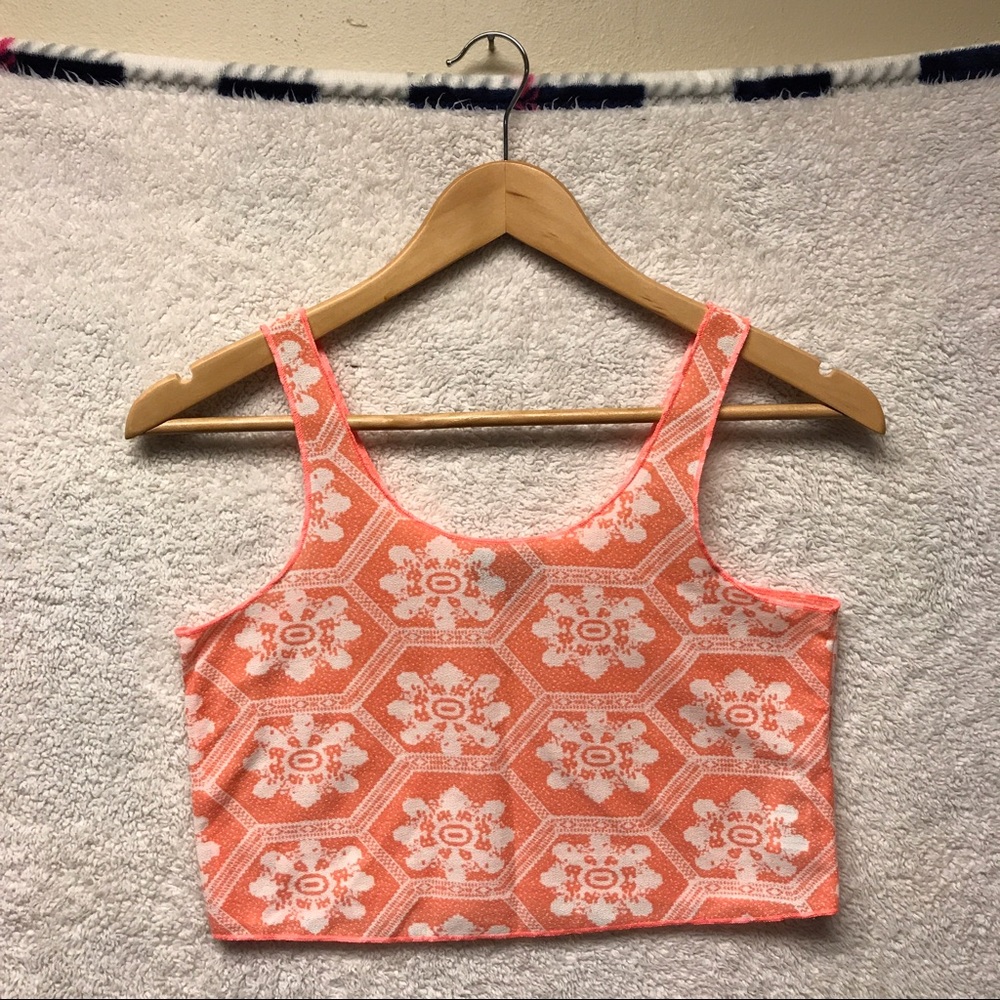 TopShop Orange Patterned Crop Top