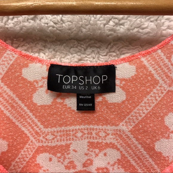 TopShop Orange Patterned Crop Top - Picture 2 of 2