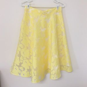 Francesca's Yellow High Waisted Midi Skirt