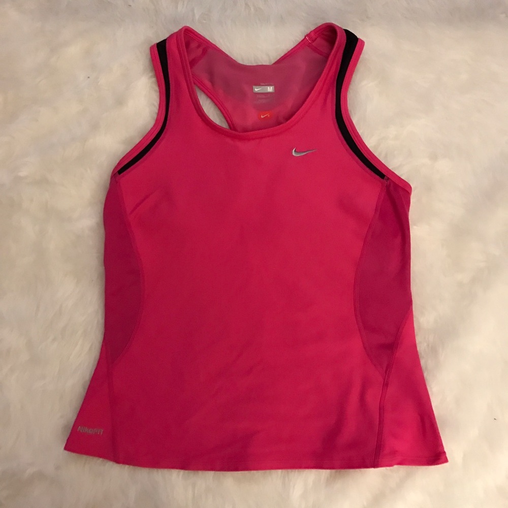 Nike fit pink workout tank top w bra