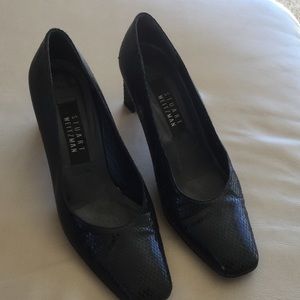 Stuart Weitzman black snakeskin leather pumps 8.5