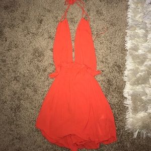 Open back romper with elastic waist band
