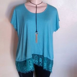 🎉PRICE DROP! Plus Size Lace Hem Top New