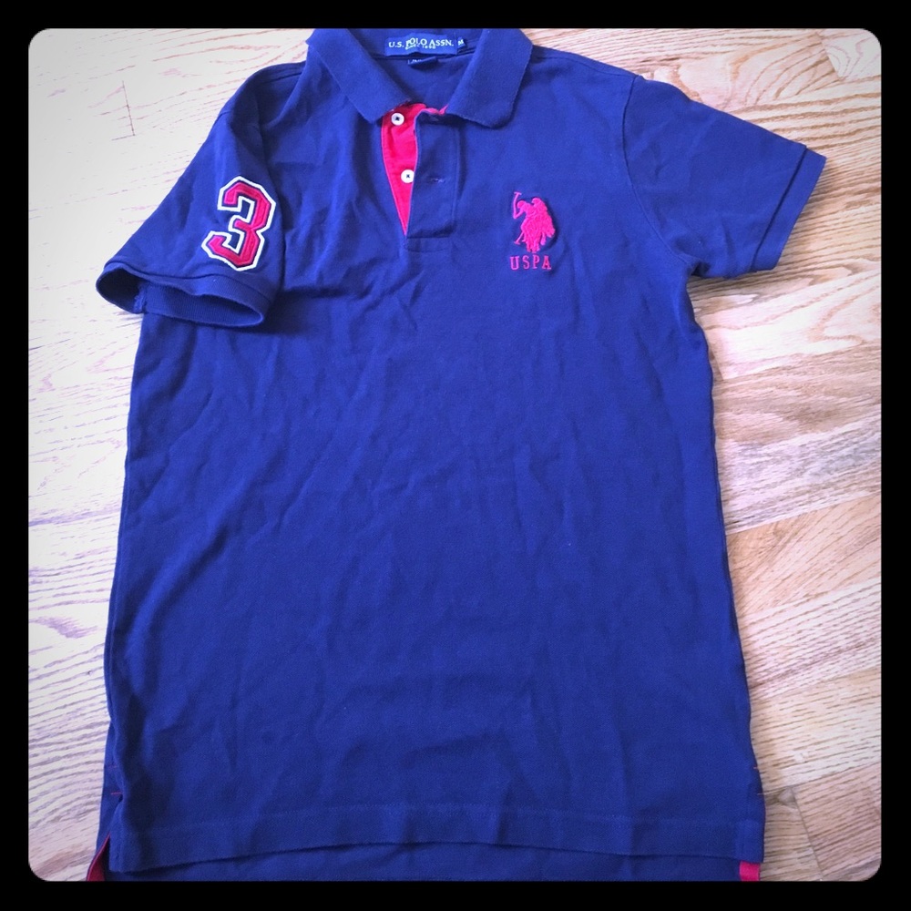 Navy Polo with red USPA on front and 3 on sleeve